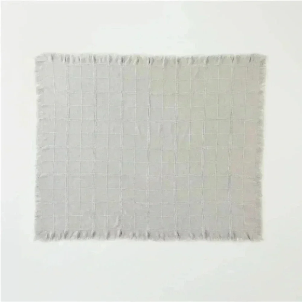 NWOT Textured Grid Lines Dobby Throw Blanket Light Gray - Hearth & Hand